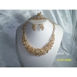 Champagne rhinestone necklace 4pc set, wedding MOB  prom party necklace necklace